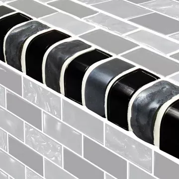 Artistry In Mosaics Glass Tile Titanium Black Blend Trim