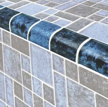 Artistry In Mosaics Glass Tile Nightfall  Azure Black Trim