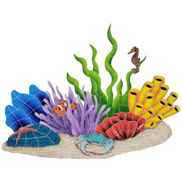 Artistry In Mosaics Tropical Reef Porcelain Pool Design 27" x 35"