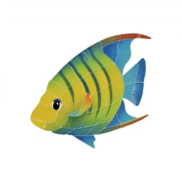 Artistry In Mosaics Banded Angelfish Left Porcelain Pool Design 12" x 13"