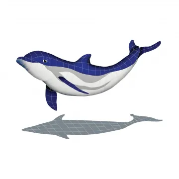 Artistry In Mosaics Bottlenose Dolphin Downward with Shadow Porcelain Pool Design 36" x 51"