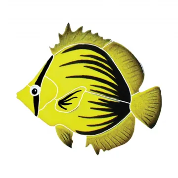Artistry In Mosaics Spiked Butterfly Fish Porcelain Pool Design 4" x 5"