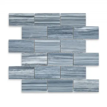 Bardiglio Veincut Polished Marble Brick 2x4 Mosaic