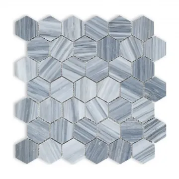 Bardiglio Veincut Polished Marble Hexagon 2 inch Mosaic
