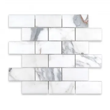 Calacatta Gold Polished Marble Brick 2x4 Mosaic