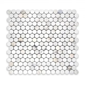 Calacatta Gold Polished Marble Penny Round 3/4 inch Mosaic