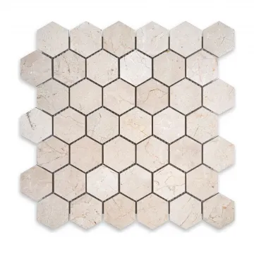 Crema Marfil Polished Marble Hexagon 2 inch Mosaic