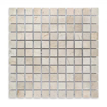Crema Marfil Polished Marble Square 1x1 Mosaic