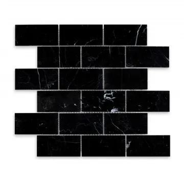 Negro Marquina Polished Marble Brick 2x4 Mosaic
