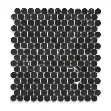 Negro Marquina Polished Marble Penny Round 3/4 inch Mosaic