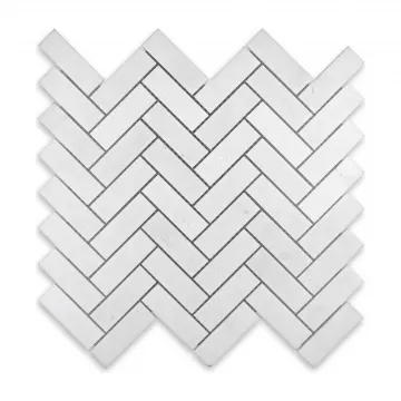 Thassos White Polished Marble Herringbone 1x3 Mosaic