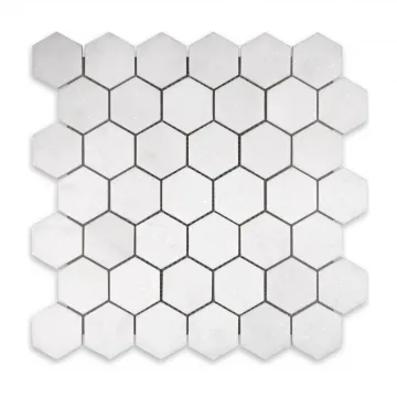 Thassos White Polished Marble Hexagon 2 inch Mosaic